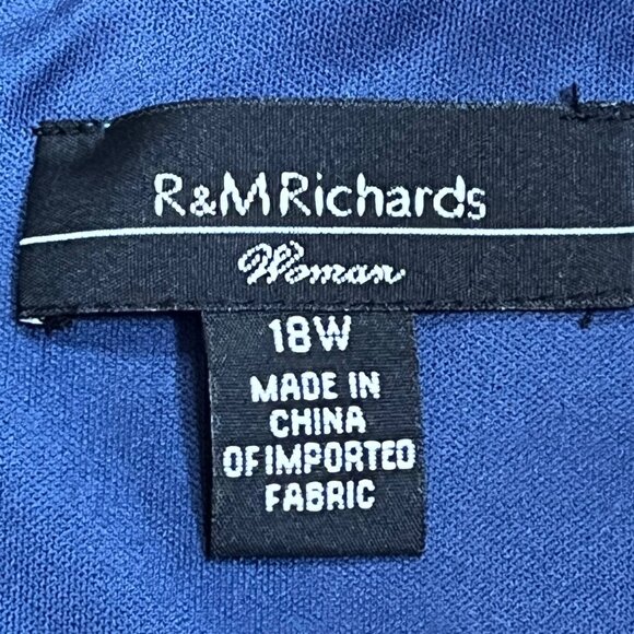 R&M Richards 2 Piece Blue Tiered Evening Gown Set 18W Shimmer Empire Bead Waist - Picture 7 of 14